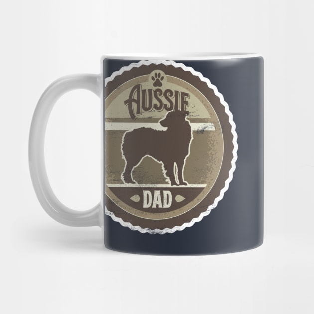 Aussie Dad - Distressed Australian Shepherd Silhouette Design by DoggyStyles